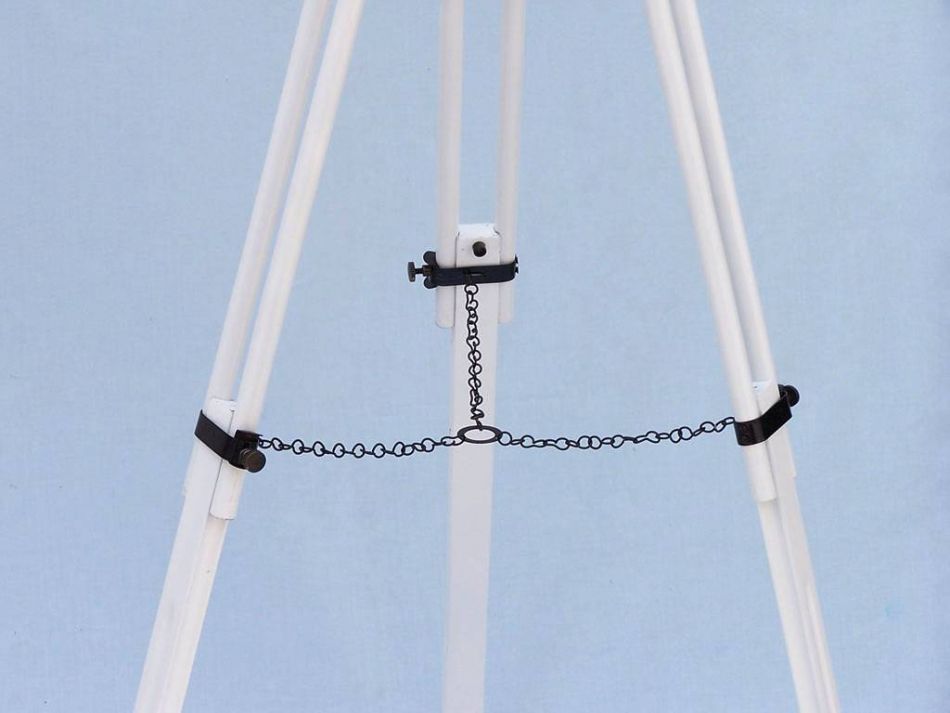 Floor Standing Bronze with White Leather Harbor Master Telescope 50"