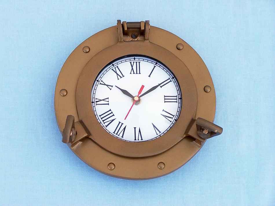 Antique Brass Decorative Ship Porthole Clock 12"