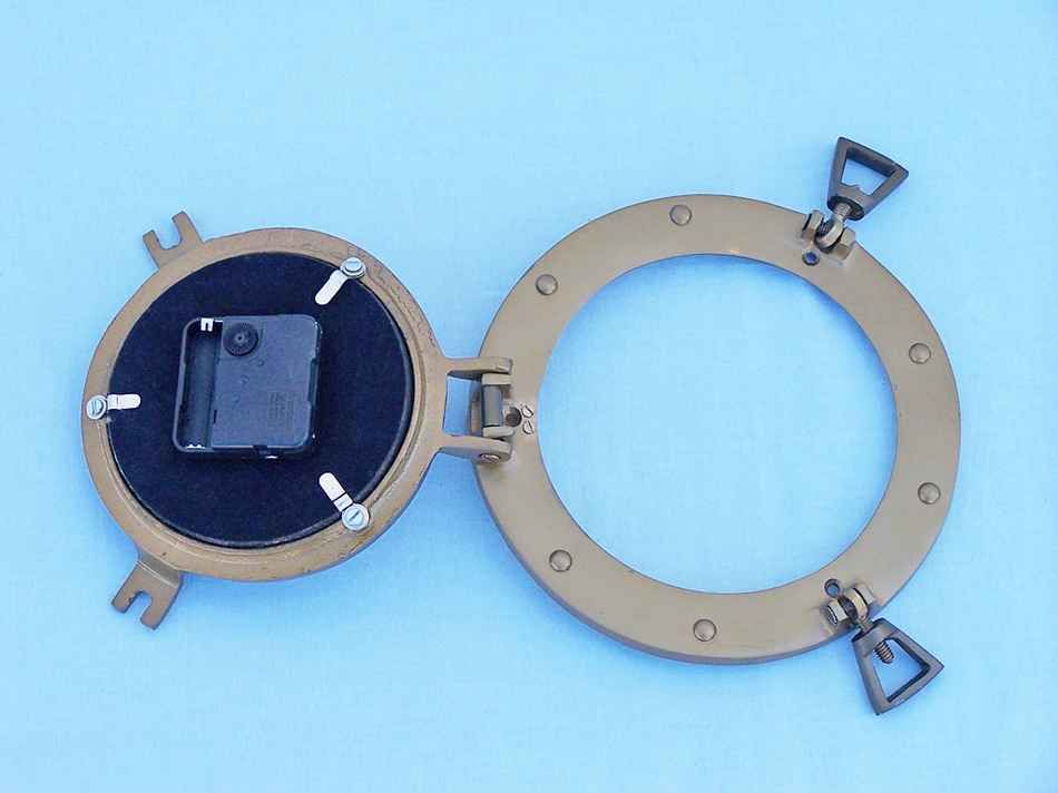 Antique Brass Decorative Ship Porthole Clock 12"