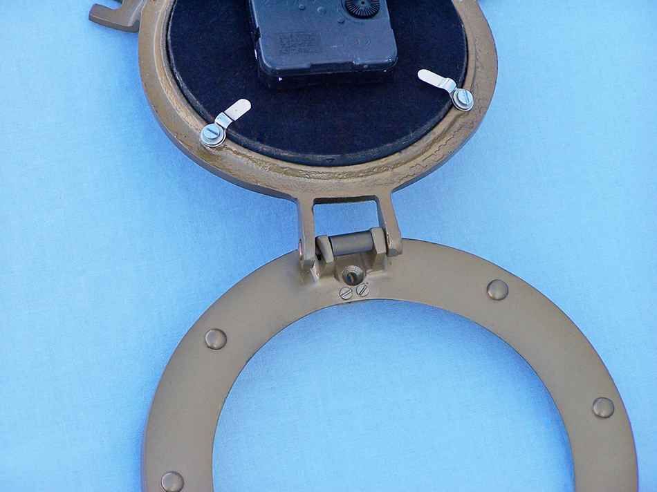 Antique Brass Decorative Ship Porthole Clock 12"