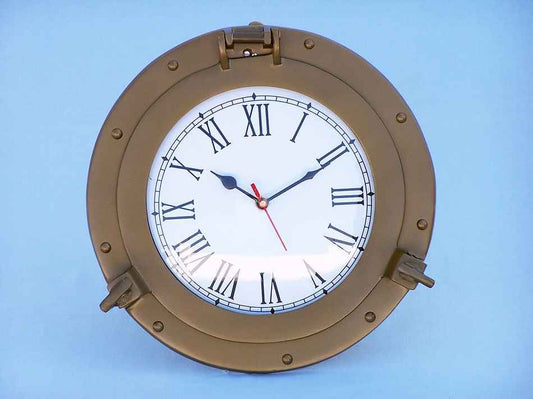 Antique Brass Decorative Ship Porthole Clock 12"