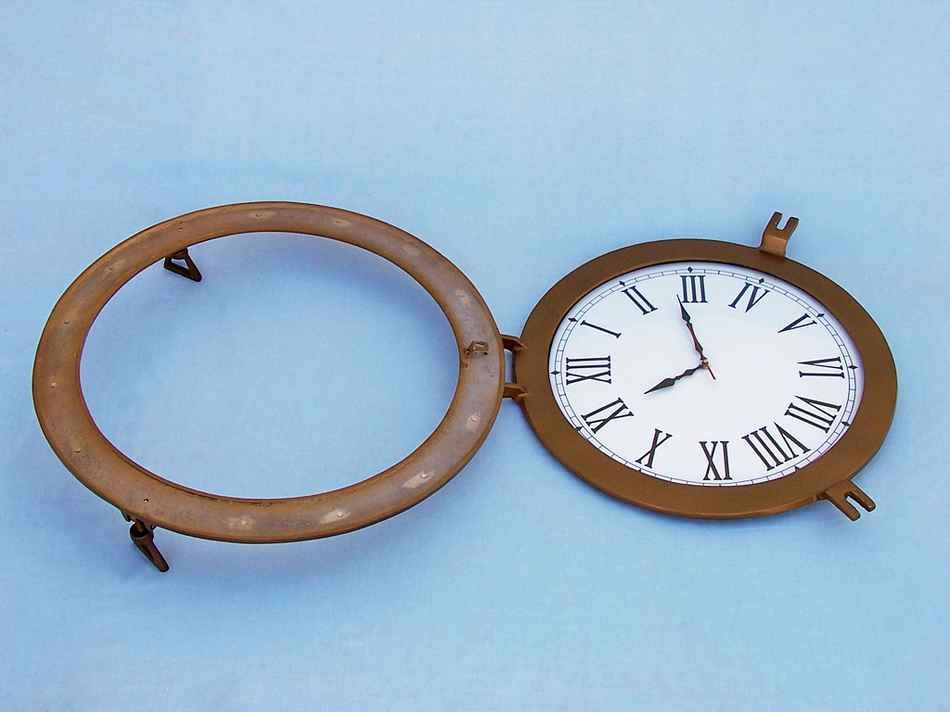 Antique Brass Decorative Ship Porthole Clock 24"