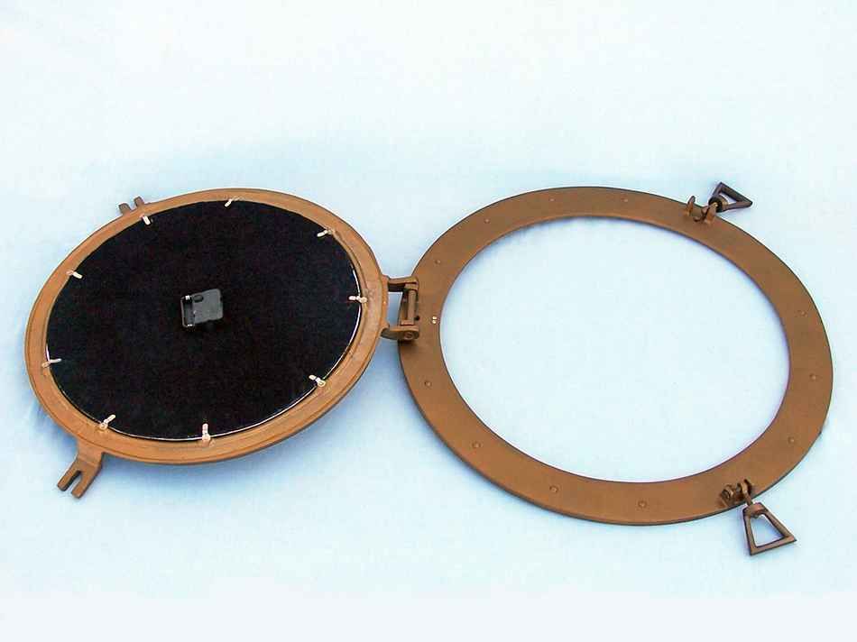 Antique Brass Decorative Ship Porthole Clock 24"