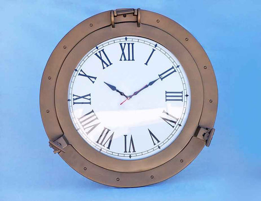 Antique Brass Decorative Ship Porthole Clock 24"