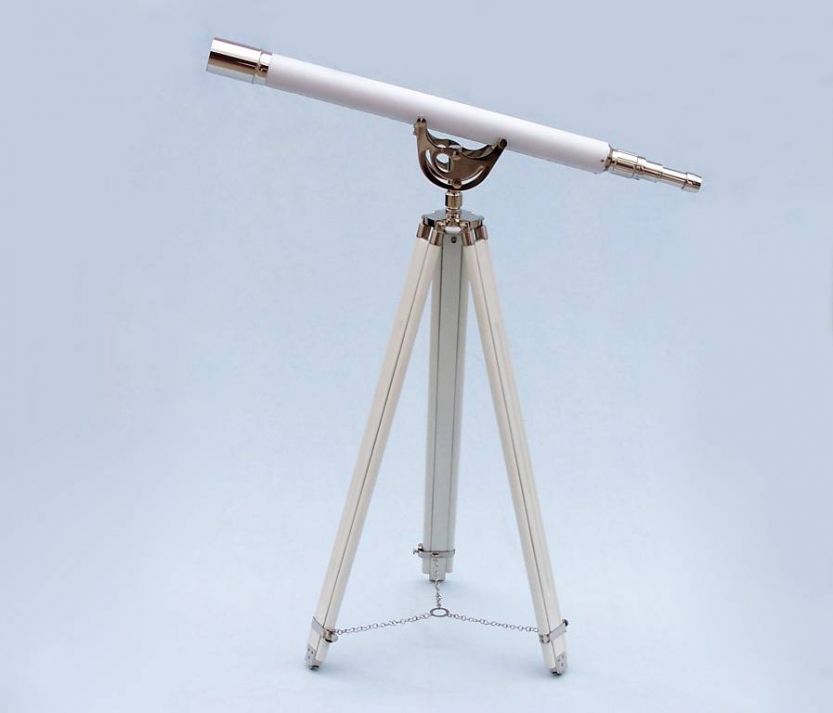 Floor Standing Chrome With White Leather Anchormaster Telescope 65"