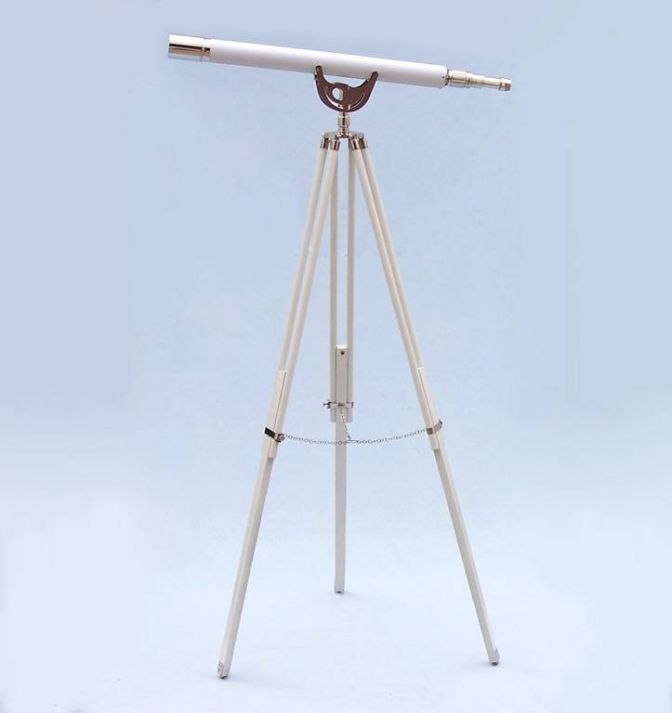 Floor Standing Chrome With White Leather Anchormaster Telescope 65"