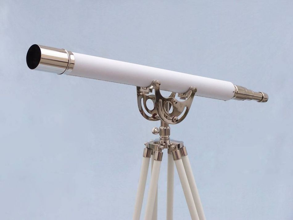 Floor Standing Chrome With White Leather Anchormaster Telescope 65"