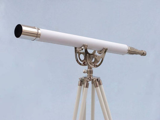 Floor Standing Chrome With White Leather Anchormaster Telescope 65"