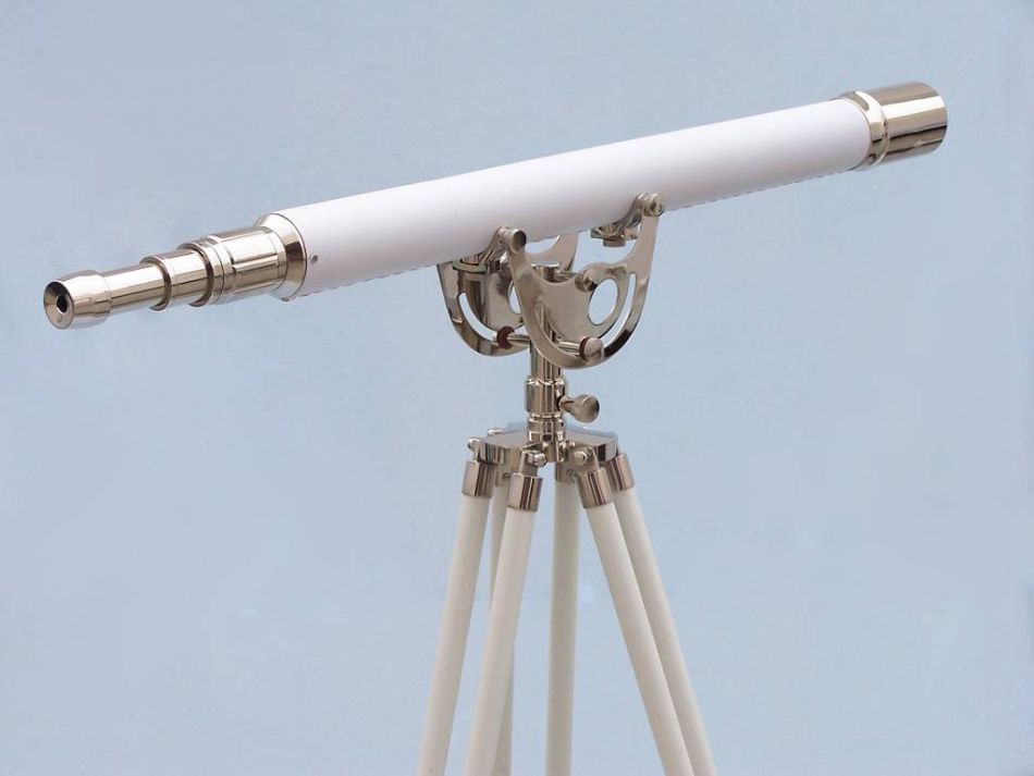Floor Standing Chrome With White Leather Anchormaster Telescope 65"