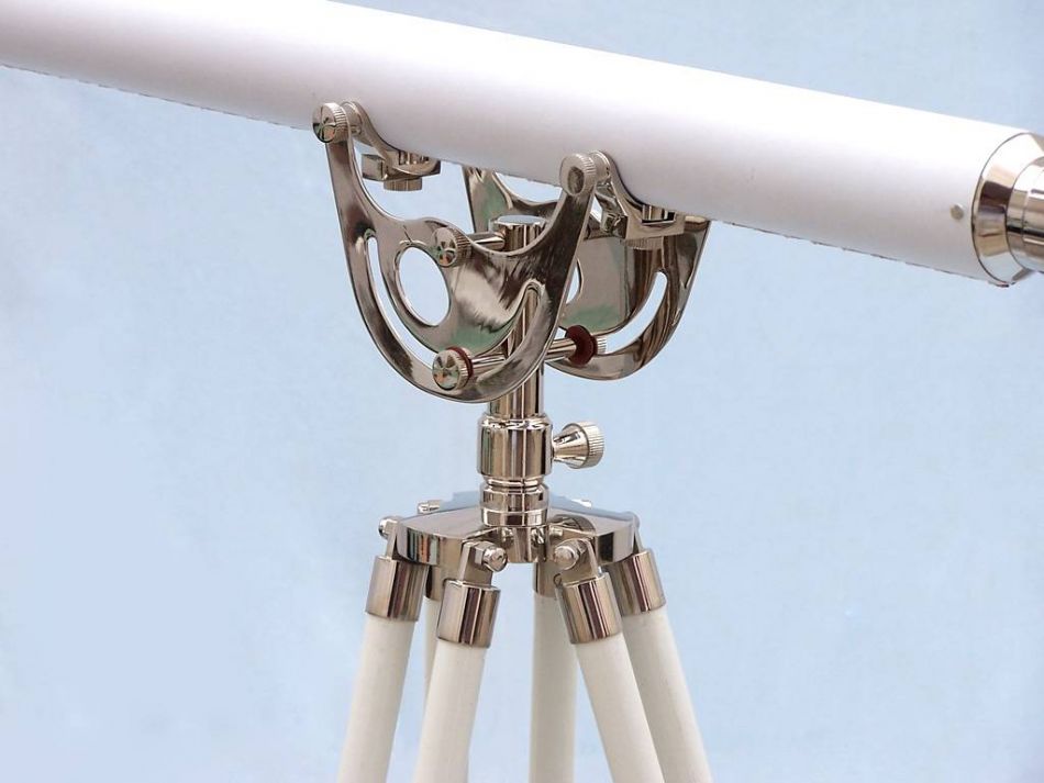 Floor Standing Chrome With White Leather Anchormaster Telescope 65"