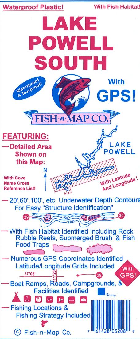 Lake Powell South (Wahweep to Escanlante Arm) Fishing Map