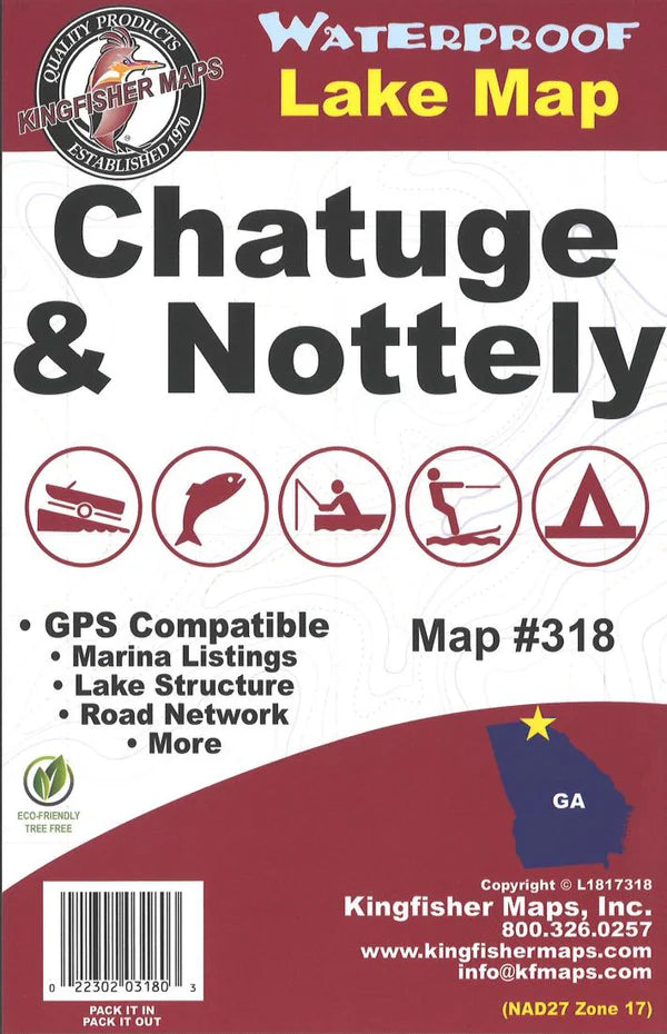 Chatuge & Nottely Lakes & Hiwassee Reservoir Fishing Map-318