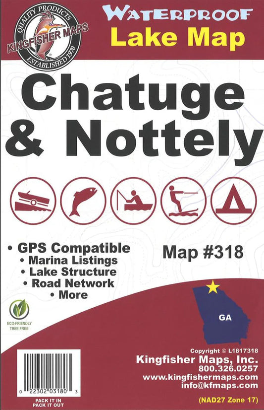Chatuge & Nottely Lakes & Hiwassee Reservoir Fishing Map-318