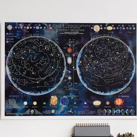 Stars & Constellations of the Northern Hemisphere Glow in the Dark map
