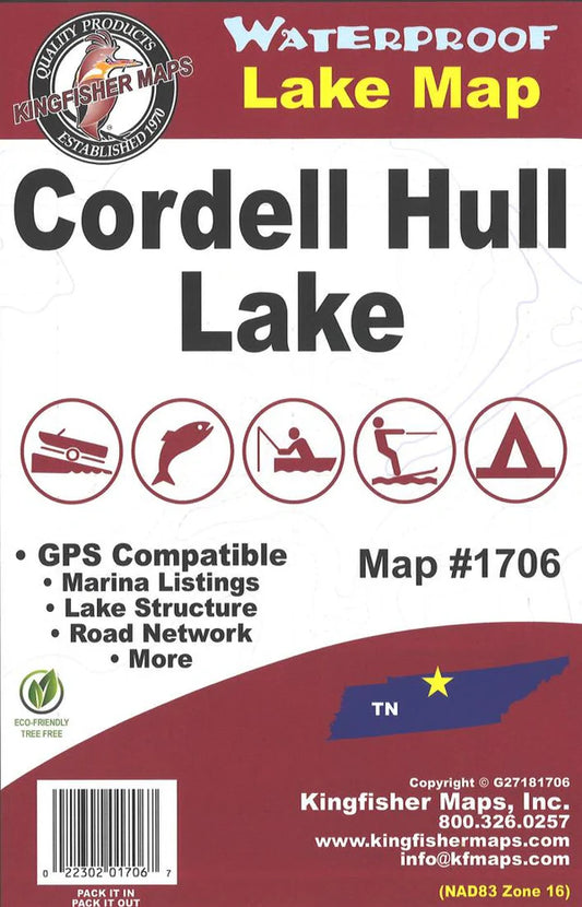 Cordell Hull Lake Fishing Map-1706