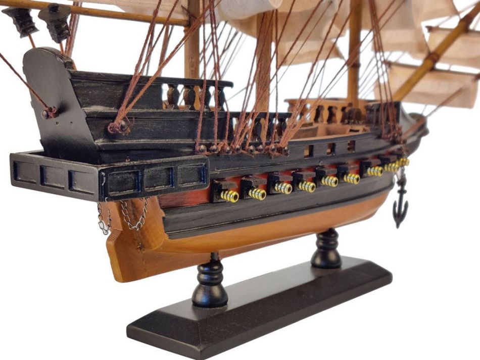 Wooden Black Pearl White Sails Limited Model Pirate Ship 15"