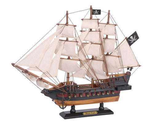 Wooden Black Pearl White Sails Limited Model Pirate Ship 15"