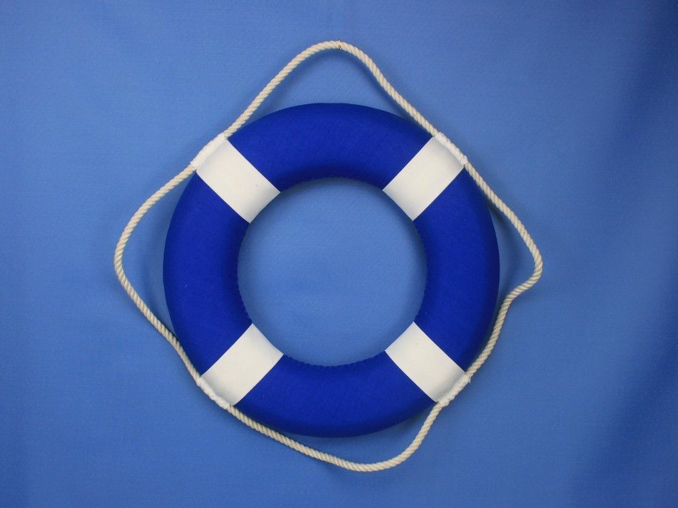 Vibrant Blue Decorative Lifering with White Bands 15"