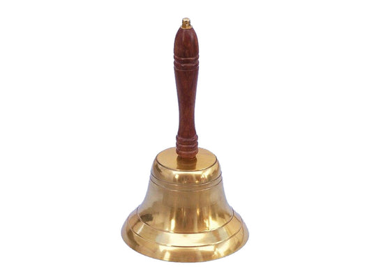Brass Plated Hand Bell with Wood Handle 11"