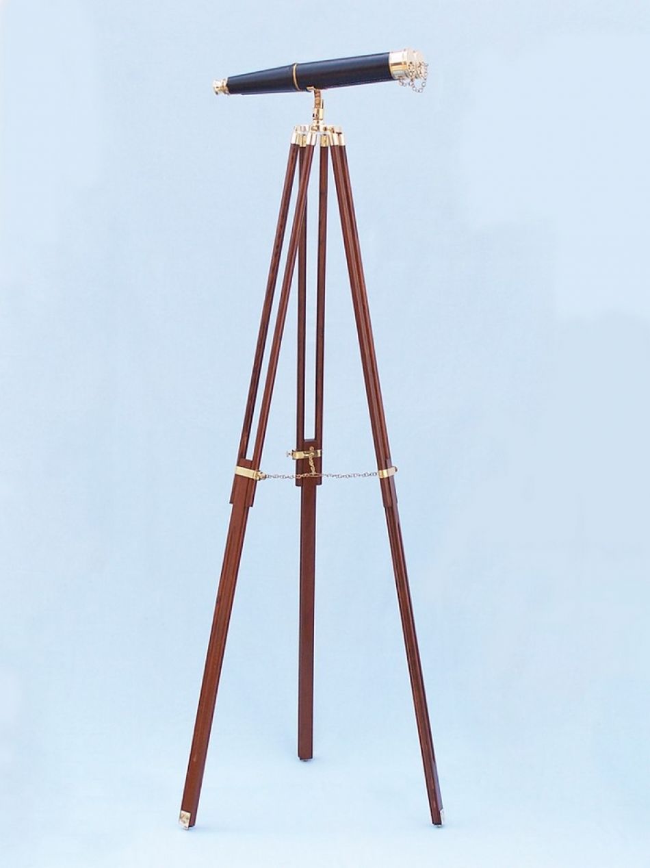Floor Standing Admiral's Brass/Leather Binoculars 62"