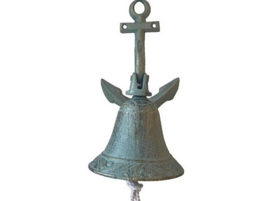 Antique Bronze Cast Iron Wall Hanging Anchor Bell 8"