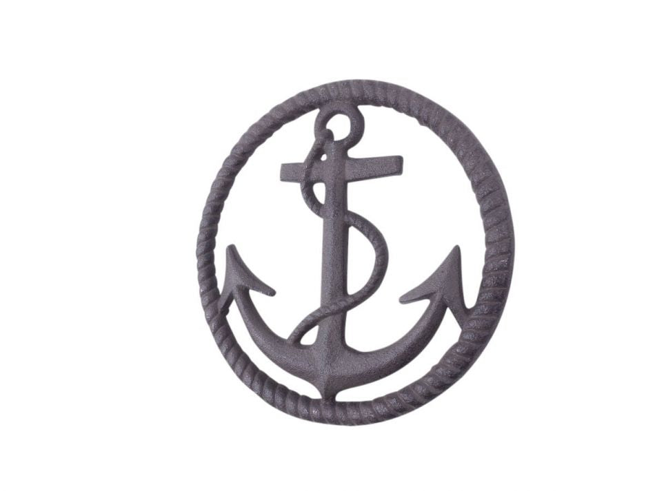 Cast Iron Anchor and Rope Nautical Kitchen Trivet 7"