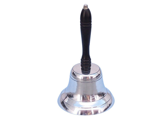 Chrome Hand Bell with Black Handle 11"