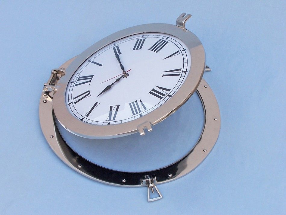 Chrome Decorative Ship Porthole Clock 20"