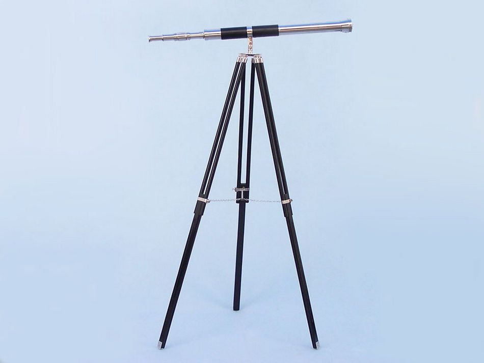 Admirals Floor Standing Chrome with Leather Telescope 60"