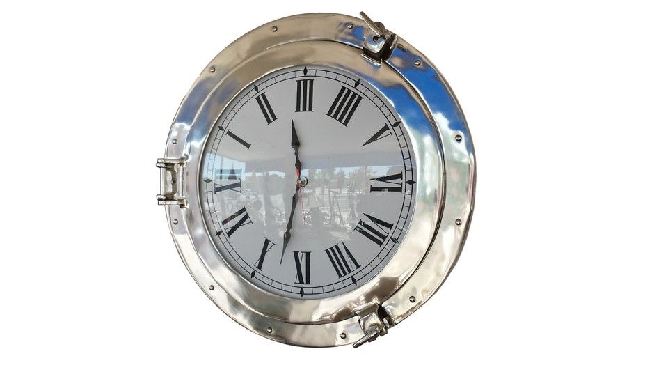 Chrome Decorative Ship Porthole Clock 20"