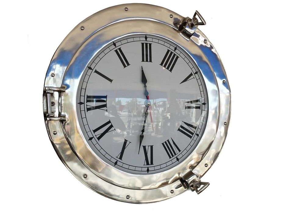 Chrome Decorative Ship Porthole Clock 20"