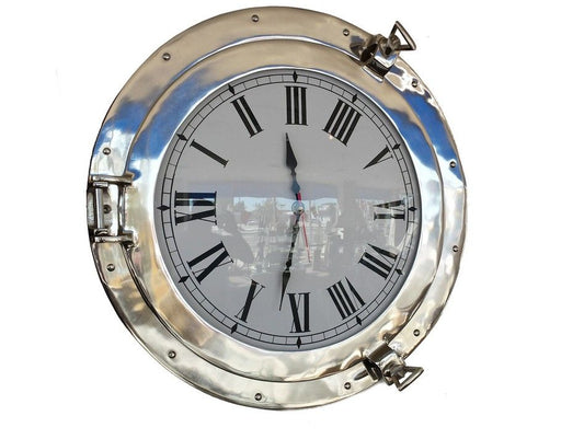 Chrome Decorative Ship Porthole Clock 20"