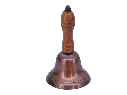 Antique Copper Hand Bell with Wood Handle 6"