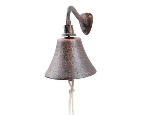 Rustic Copper Cast Iron Hanging Ship's Bell 6"