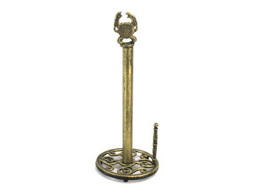 Antique Gold Cast Iron Crab Paper Towel Holder 16"