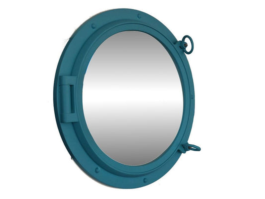 Light Blue Decorative Ship Porthole Mirror 24"