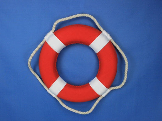 Vibrant Red Decorative Lifering with White Bands 20"