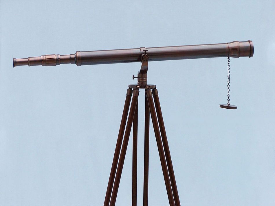 Floor Standing Brass/Wood Galileo Telescope 65"