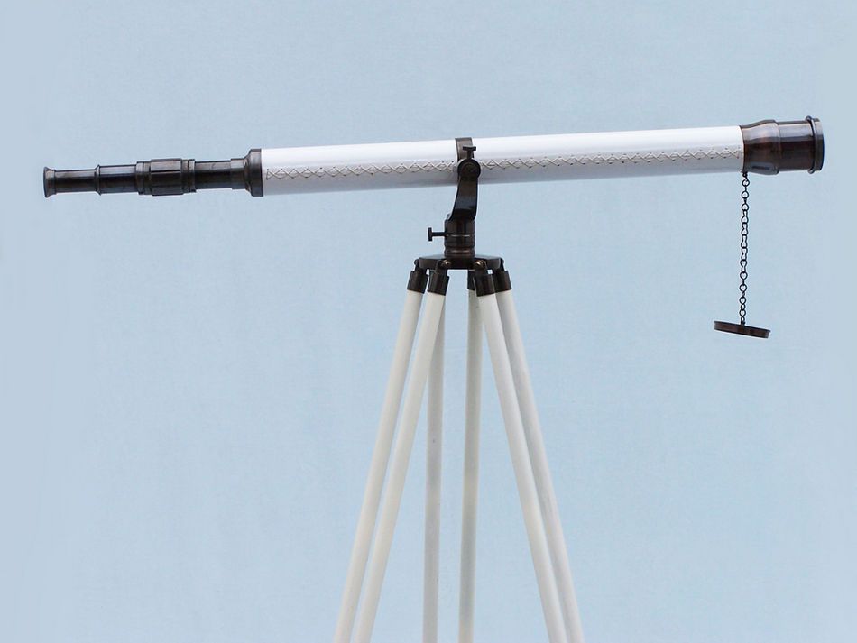 Floor Standing Oil Rubbed Bronze/White Leather Galileo Telescope 65"