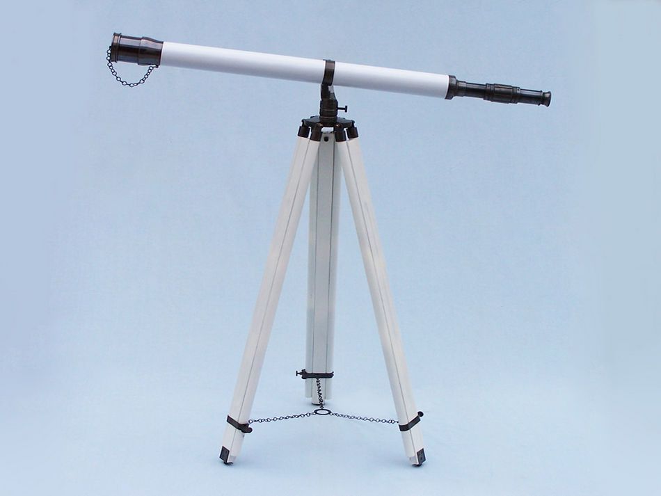 Floor Standing Oil Rubbed Bronze/White Leather Galileo Telescope 65"