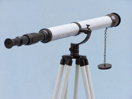 Floor Standing Oil Rubbed Bronze/White Leather Galileo Telescope 65"