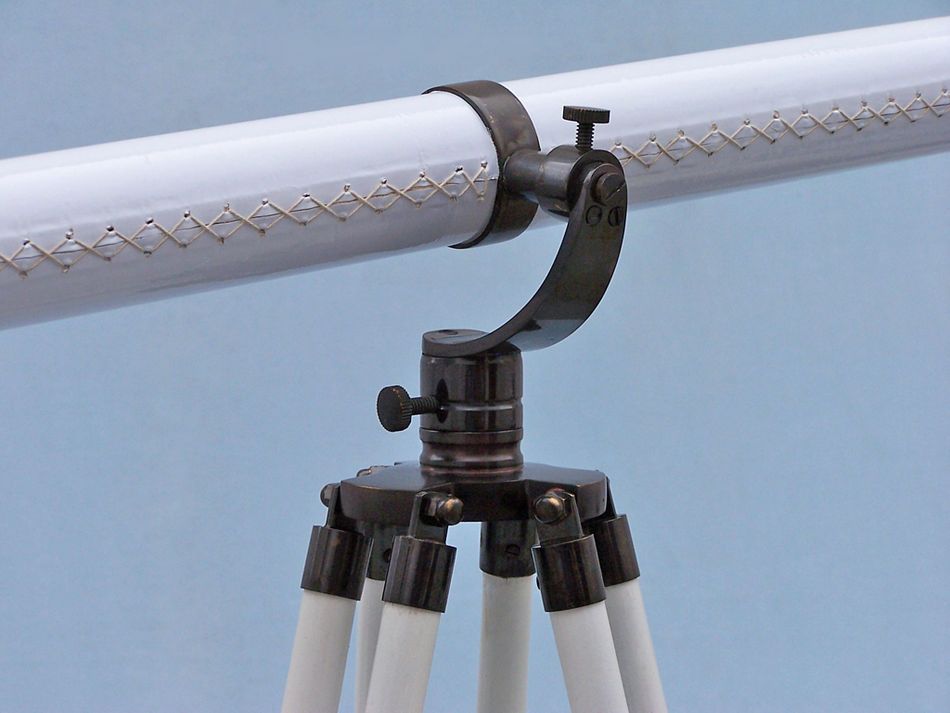 Floor Standing Oil Rubbed Bronze/White Leather Galileo Telescope 65"