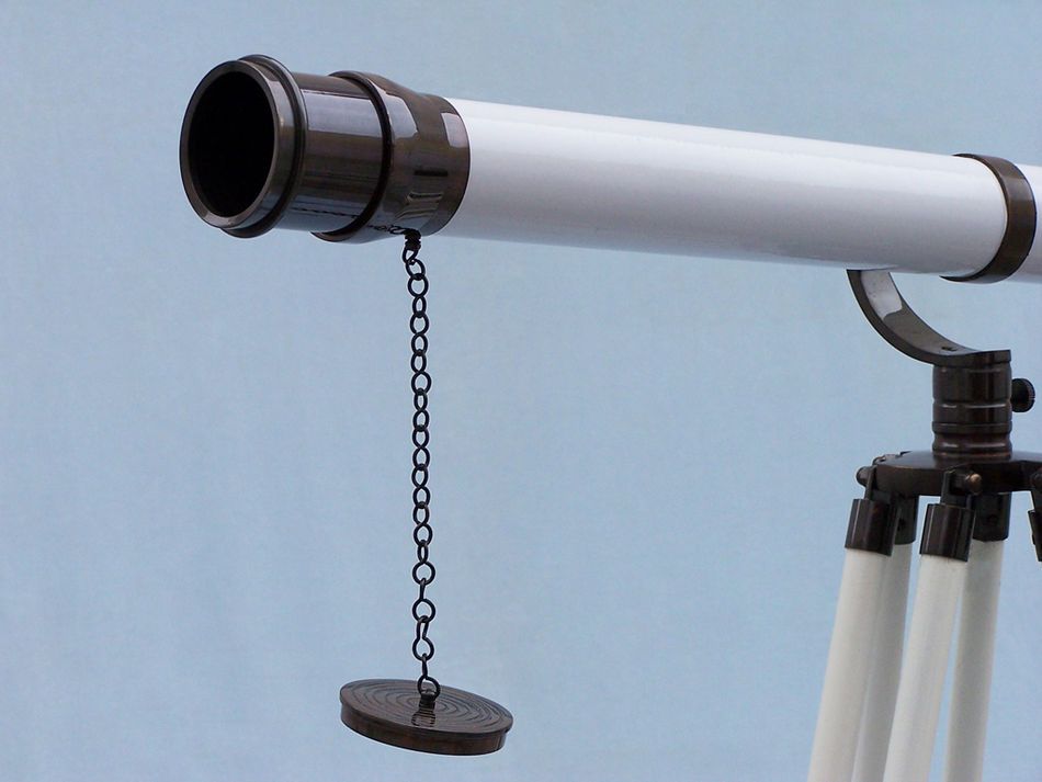 Floor Standing Oil Rubbed Bronze/White Leather Galileo Telescope 65"