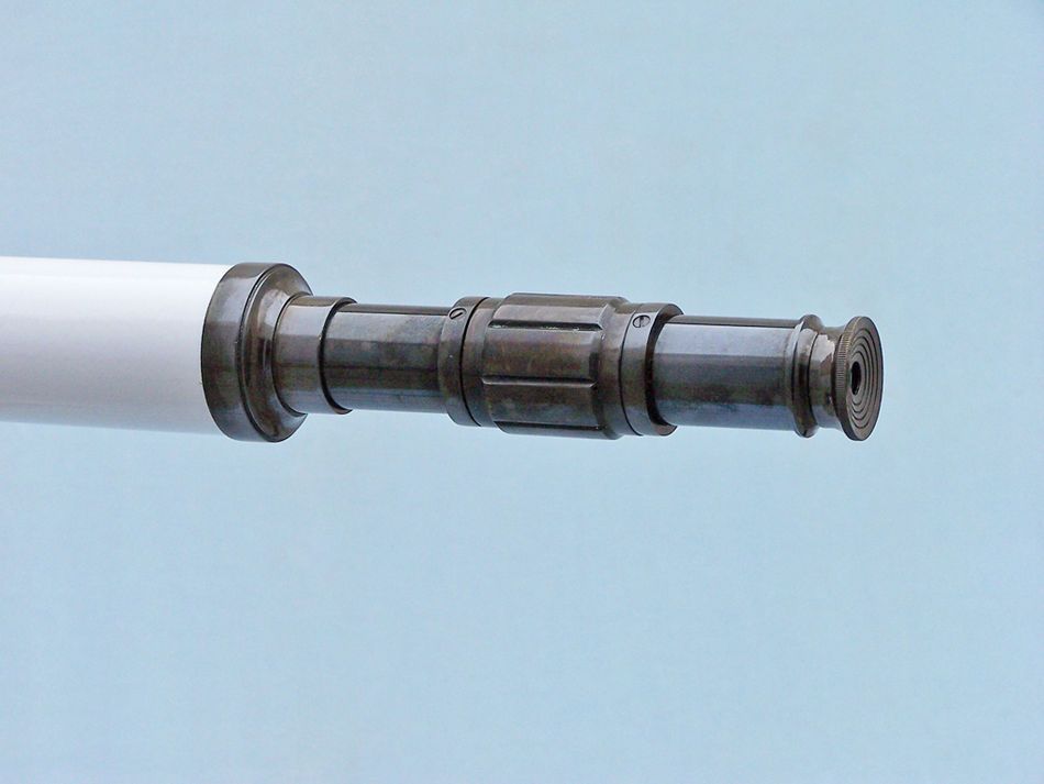 Floor Standing Oil Rubbed Bronze/White Leather Galileo Telescope 65"