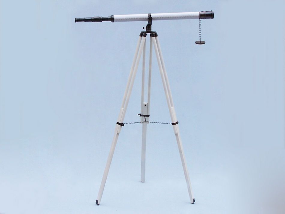 Floor Standing Oil Rubbed Bronze/White Leather Galileo Telescope 65"