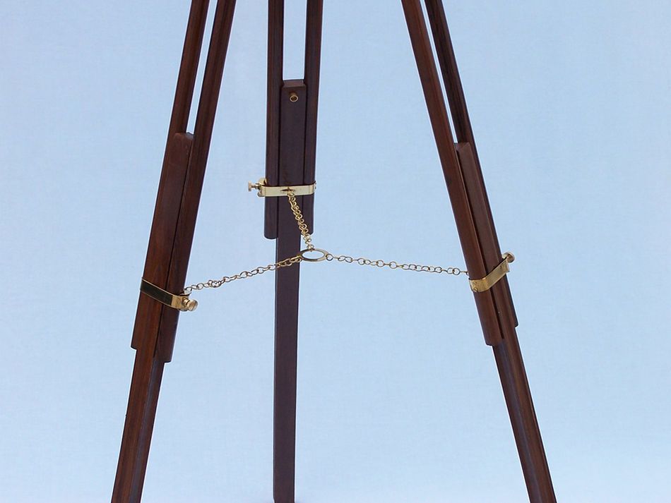 Floor Standing Brass/Wood Galileo Telescope 65"