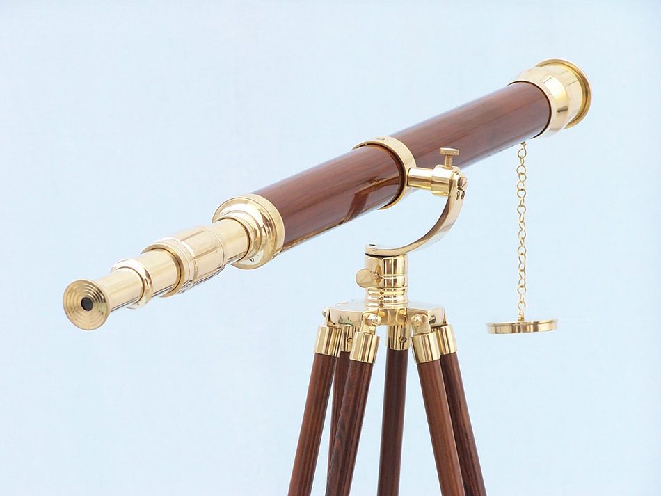 Floor Standing Brass/Wood Galileo Telescope 65"