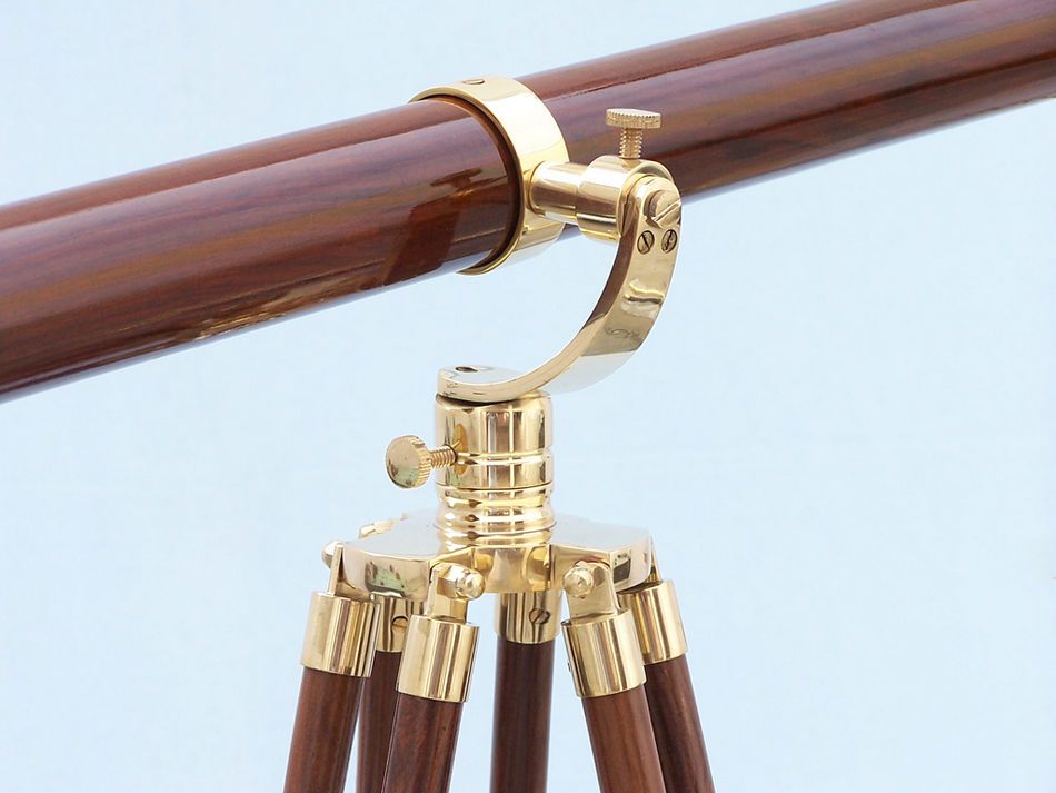 Floor Standing Brass/Wood Galileo Telescope 65"
