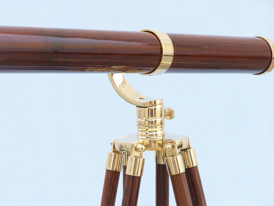 Floor Standing Brass/Wood Galileo Telescope 65"