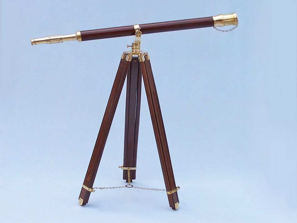 Floor Standing Brass/Wood Galileo Telescope 65"